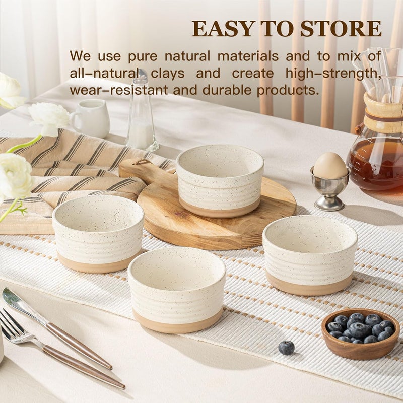 Dafuceramic Ramekins 8 oz Oven Safe, Porcelain Creme Brulee Ramekins Pudding Custard Cups Small Ceramic Souffle Dishes Baking Bowls Set of 4 (Arctic White) - Image 5